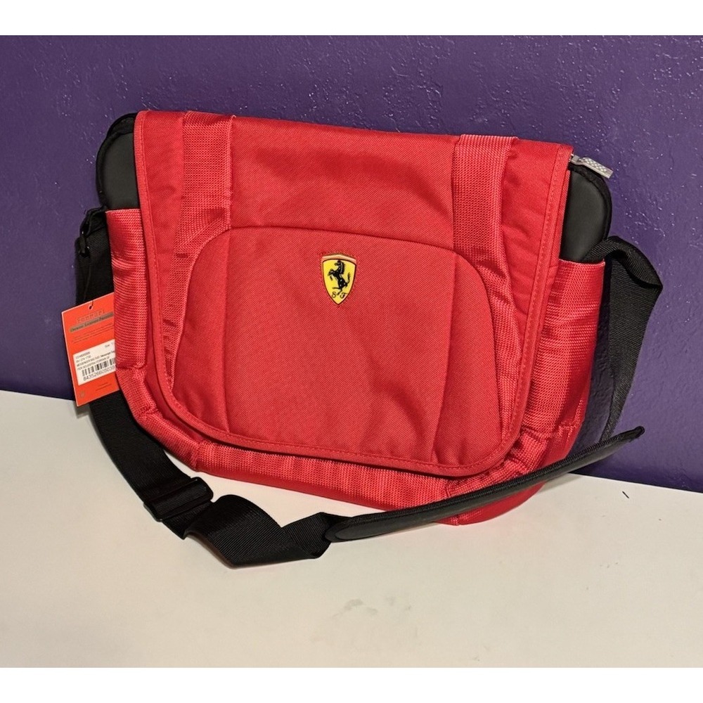 Ferrari Racing Red Nylon Messenger Crossbody Bag Carry On F1 Lewis Hamilton